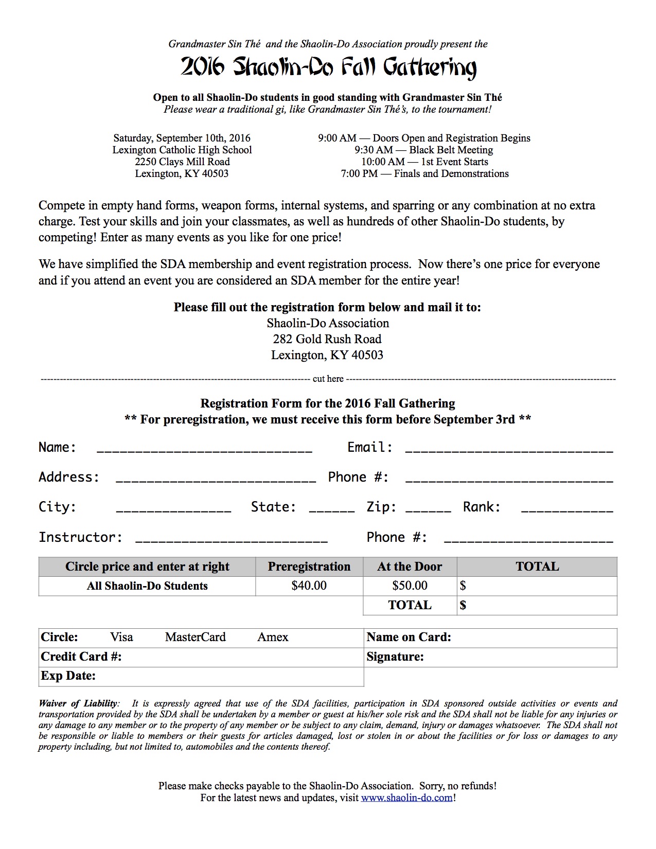 Tournament Flyer and Registration Form
